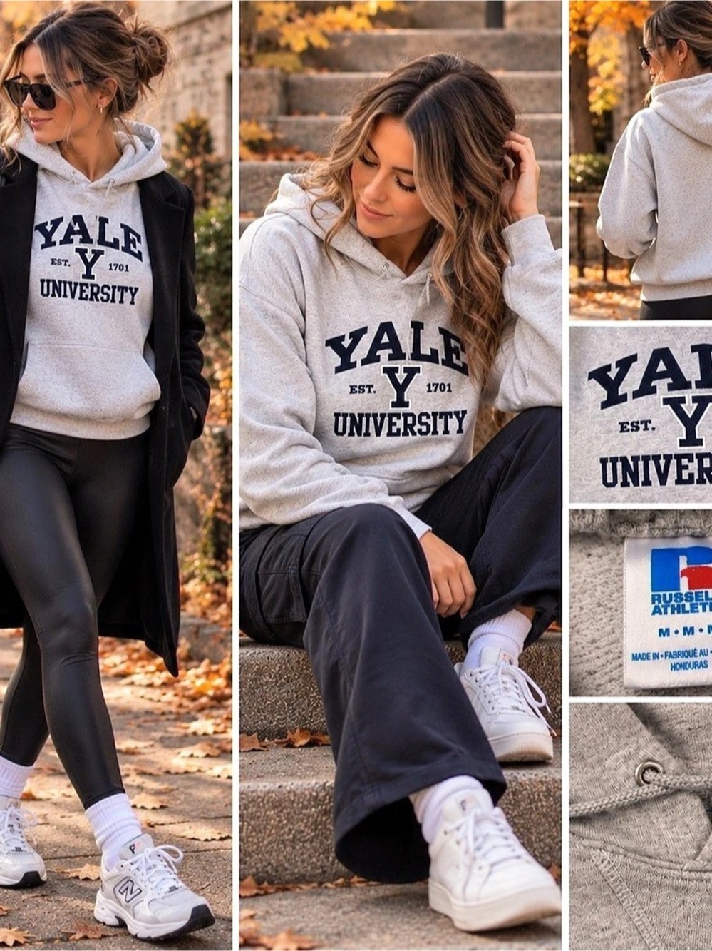 Russell Athletic Yale University hoodie Gray Navy Graphic Hoodie